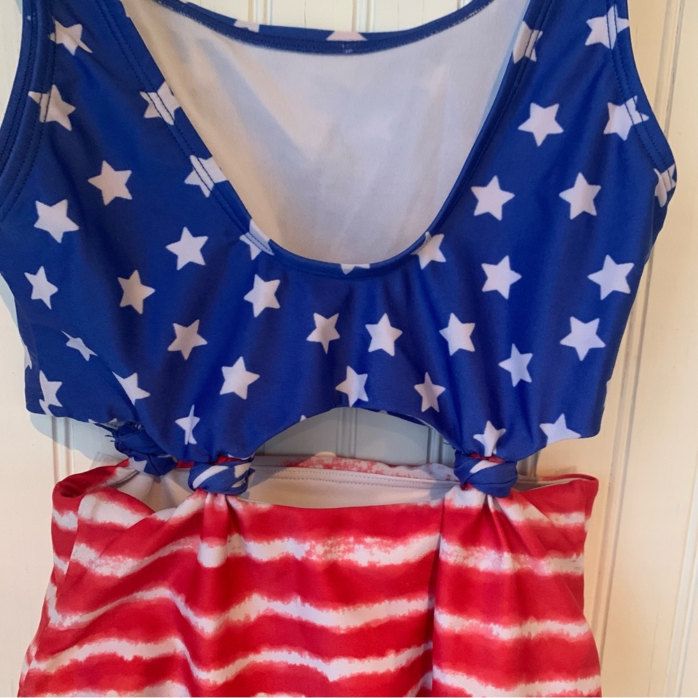 Art Class (M 7/8) Blue and Red One Piece Swimsuit with Star and Stripe Design - Picture 5 of 7